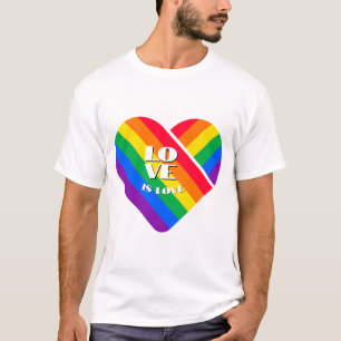 Pride Rainbow Heart  Button T-Shirt