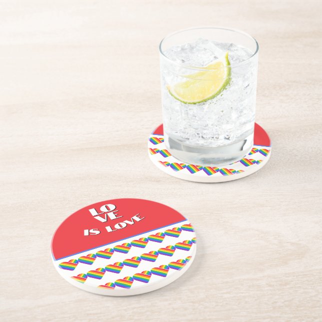 Pride Rainbow Heart  Coaster (Side)
