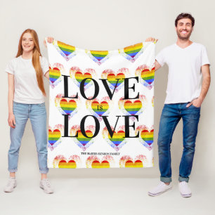 Pride Rainbow Heart Gay lesbian LGBT Families Fleece Blanket