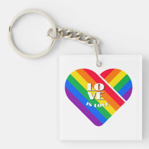 Pride Rainbow Heart Keychain