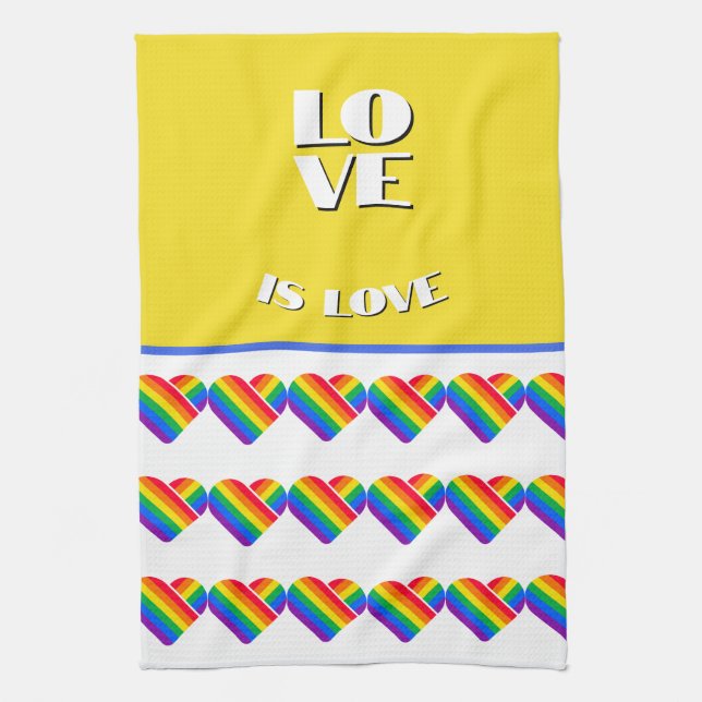Pride Rainbow Heart  Kitchen Towel (Vertical)