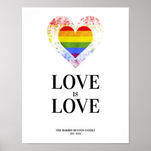 Pride Rainbow Heart Lesbian Gay Families Poster