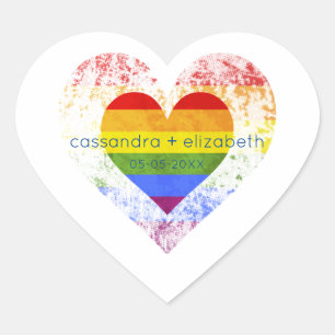 Pride Rainbow Heart Lesbian Gay Wedding Sticker
