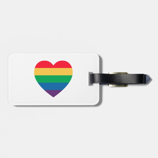 Pride Rainbow Heart Luggage Tag (Back Horizontal)