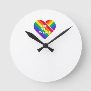 Pride Rainbow Heart Round Clock