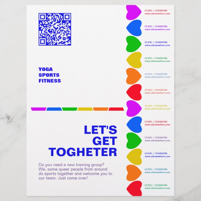 Pride Rainbow Heart tear off flyer (Front)