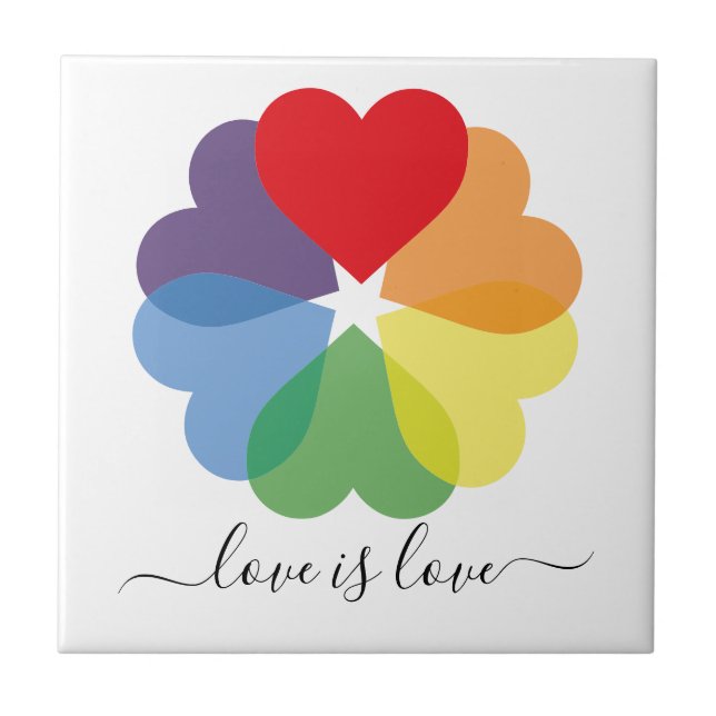 Pride Rainbow Hearts Love Is Love  Tile (Front)
