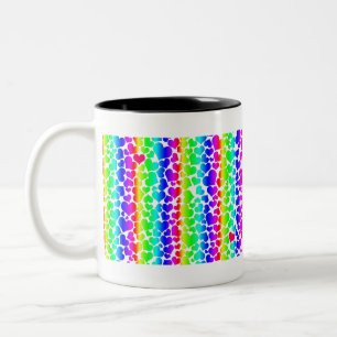 pride rainbow hearts Two-Tone coffee mug