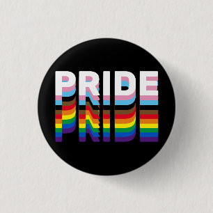 Pride rainbow inclusive diversity lgbtq typography 1 inch round button