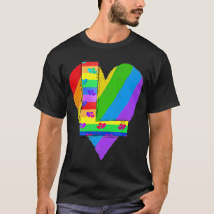 Pride Rainbow Letter L Initial Name Monogram Queer T-Shirt