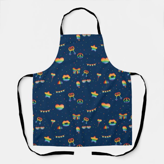 Pride Rainbow LGBT Gay Queer One Love Pattern Apron (Front)
