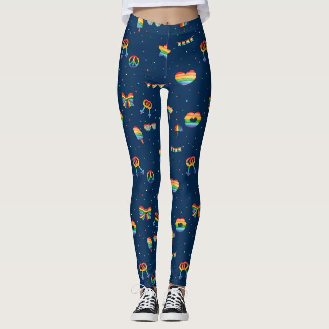 Pride Rainbow LGBT Gay Queer One Love Pattern Leggings (Front)