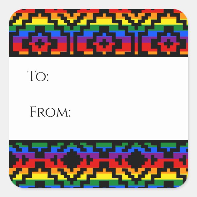 Pride Rainbow LGBTQ Geometric Gift Tag Sticker (Front)