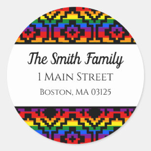Pride Rainbow LGBTQ Geometric Return Address Classic Round Sticker