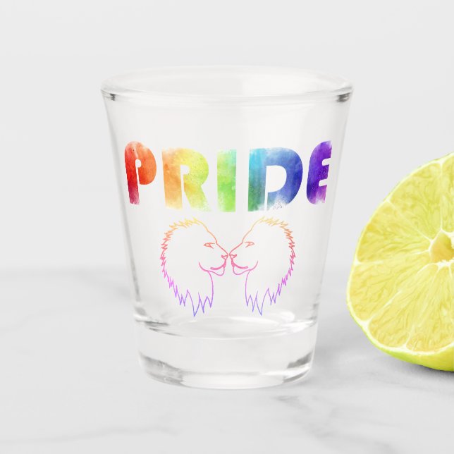 Pride Rainbow Lion Outline Transparent Shot Glass (Front)