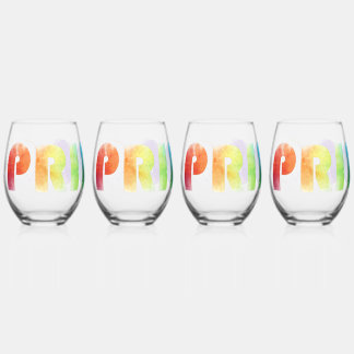 Pride Rainbow Lion Stemless Wine Glass