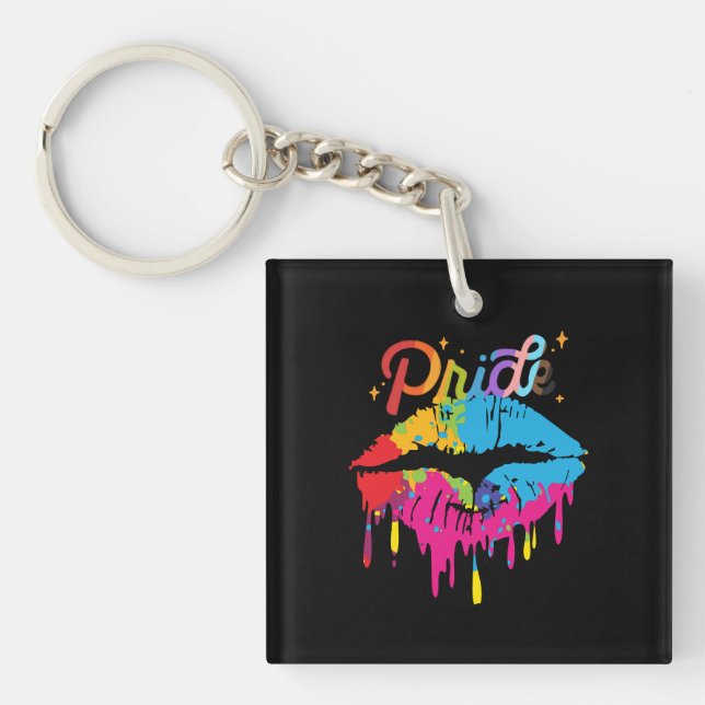 Pride Rainbow Lips | LGBTQ | Dripping Lips Keychain (Front)
