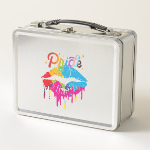 Pride Rainbow Lips   LGBTQ   Dripping Lips Metal Lunch Box
