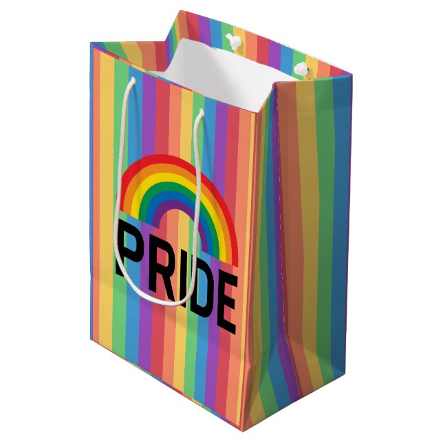 Pride Rainbow   Medium Gift Bag (Front Angled)