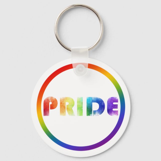 Pride Rainbow Metal Circle Keychain, 2" Keychain (Front)