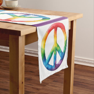 Pride Rainbow Peace Sign Short Table Runner