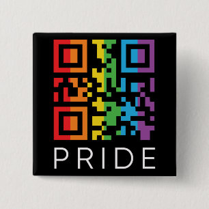 Pride Rainbow QR Code LGBTQIA+ 2 Inch Square Button