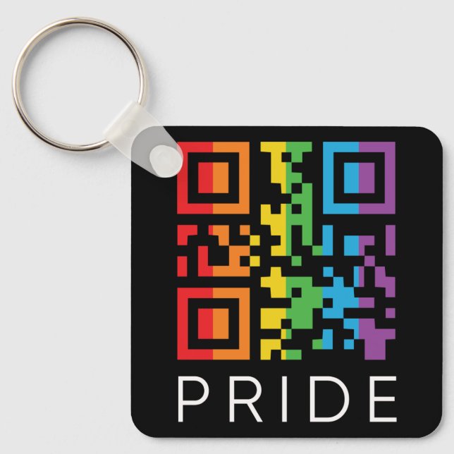 Pride Rainbow QR Code LGBTQIA+ Keychain (Front)