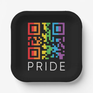 Pride Rainbow QR Code LGBTQIA+ Paper Plate