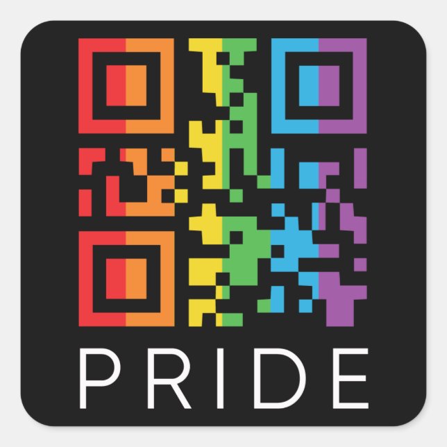 Pride Rainbow QR Code LGBTQIA+ Square Sticker (Front)