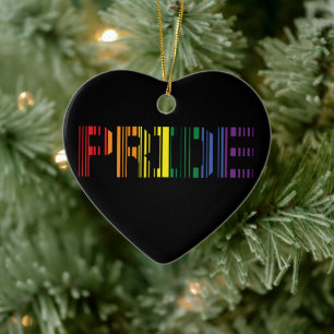 Pride Rainbow Scan Typography   Ceramic Ornament