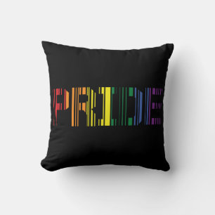 Pride Rainbow Scan Typography Throw Pillow