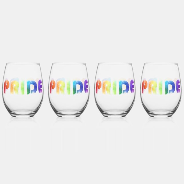 Pride Rainbow Stemless Wine Glass (Front)
