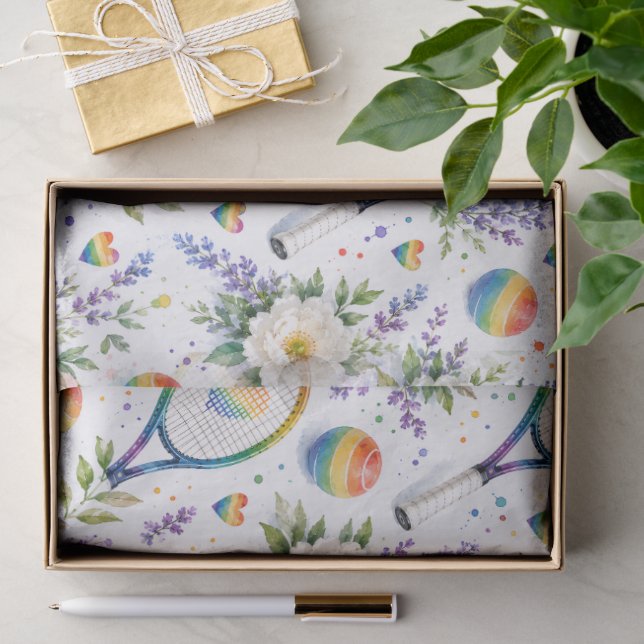 Pride Rainbow Tennis Watercolor  Tissue Paper (Gift)
