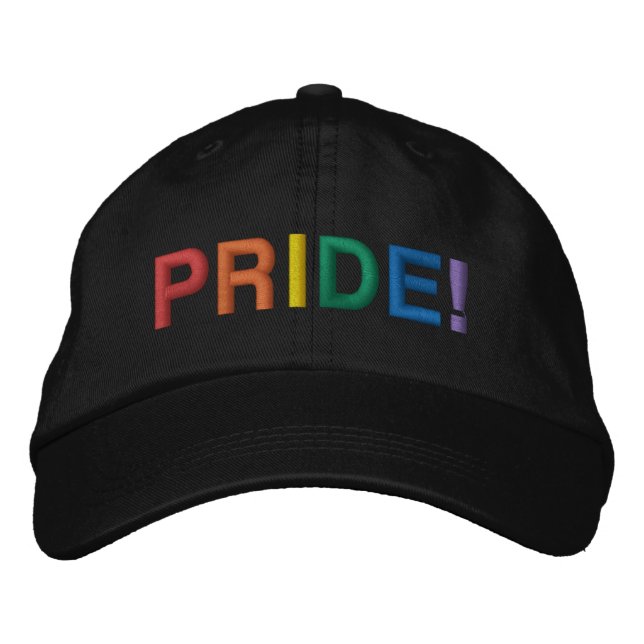 Pride rainbow typography modern  embroidered hat (Front)