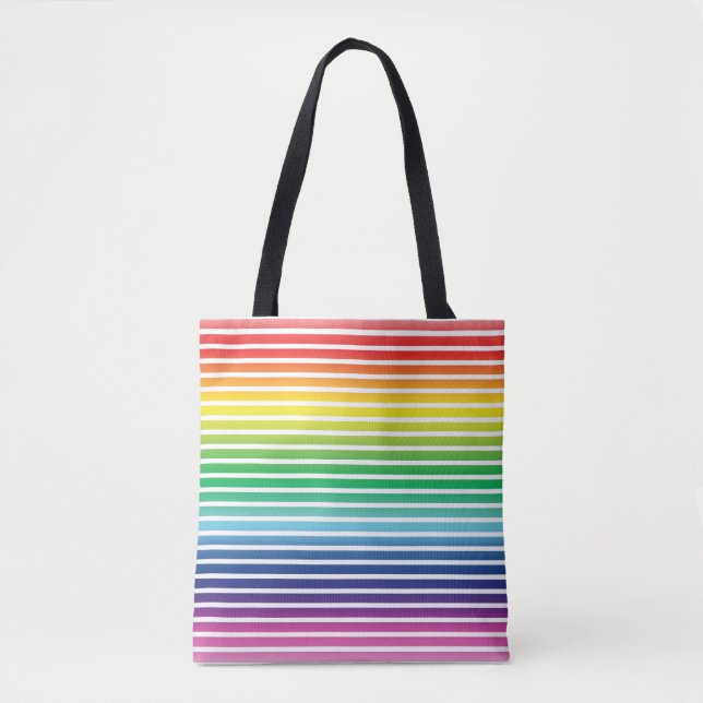 Pride rainbow white stripes pattern lgbtq lgbt tote bag (Front)