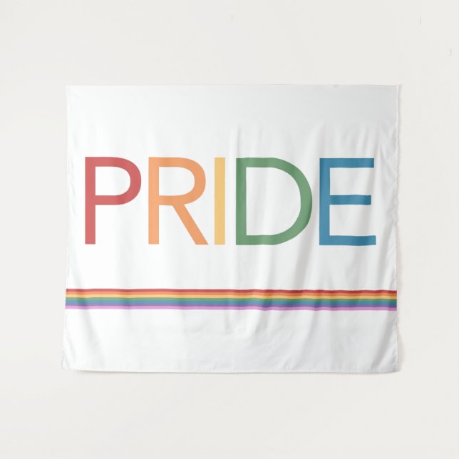 PRIDE Rainbow White Tapestry (Front (Horizontal))
