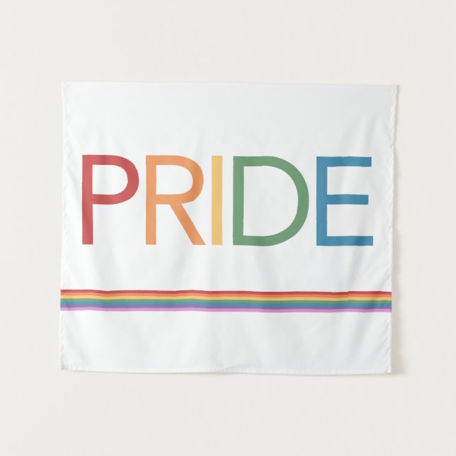 PRIDE Rainbow White Tapestry (Front (Horizontal))