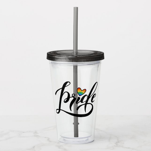 Pride Script Heart Acrylic Tumbler (Front)