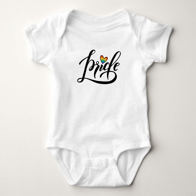 Pride Script Heart Baby Bodysuit (Front)