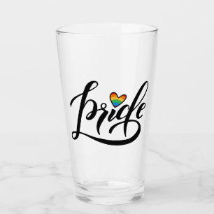 Pride Script Heart Glass