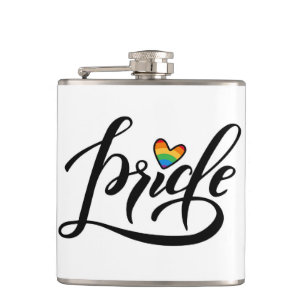 Pride Script Heart Hip Flask