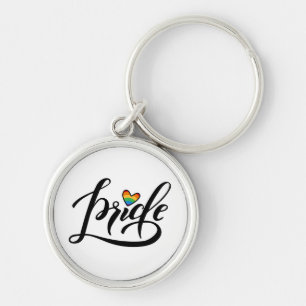 Pride Script Heart Keychain