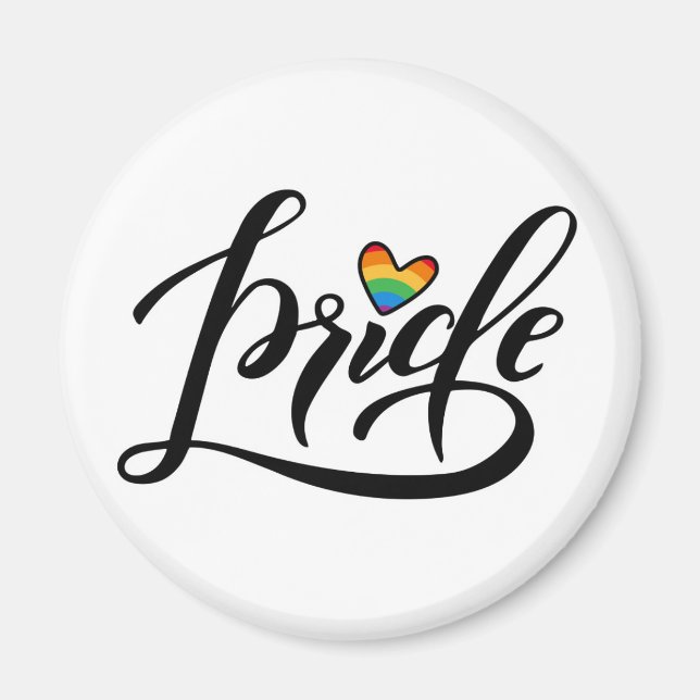 Pride Script Heart Magnet (Front)