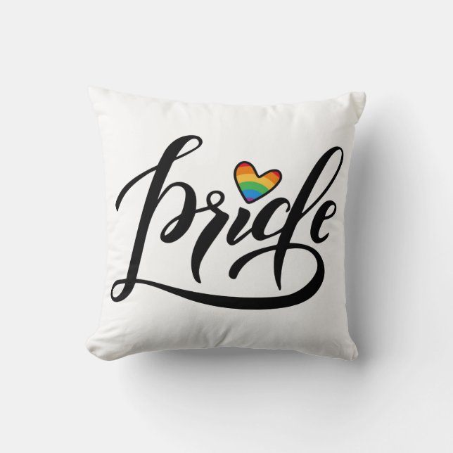 Pride Script Heart Throw Pillow (Front)
