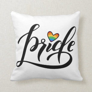 Pride Script Heart Throw Pillow
