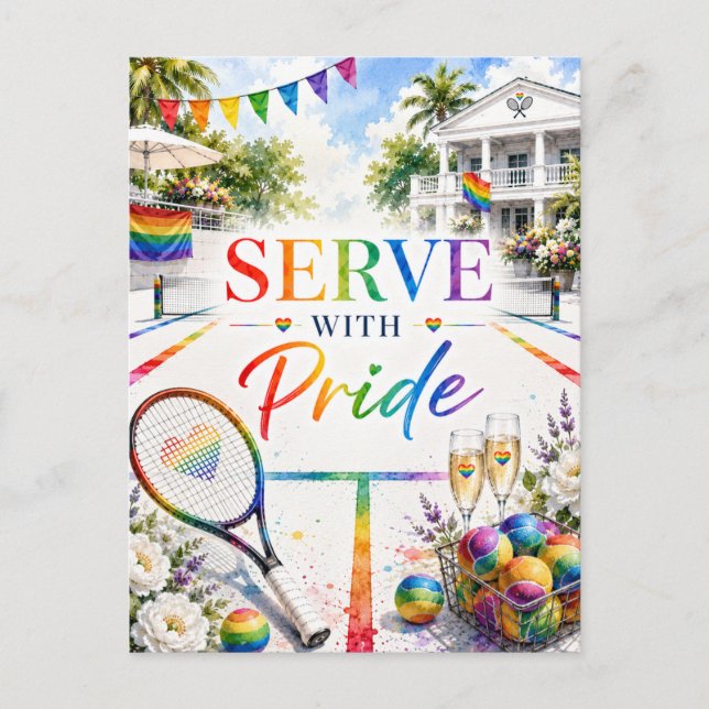 Pride Serve With Pride Rainbow Tennis  Postcard (Front)