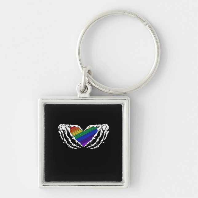 Pride - Skeleton Hands Holding Heart Classic Keychain (Front)