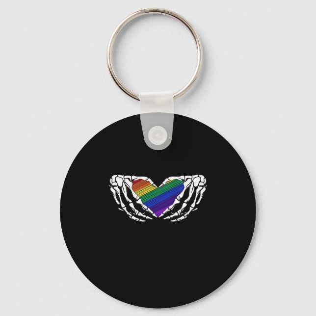 Pride - Skeleton Hands Holding Heart Classic Keychain (Front)