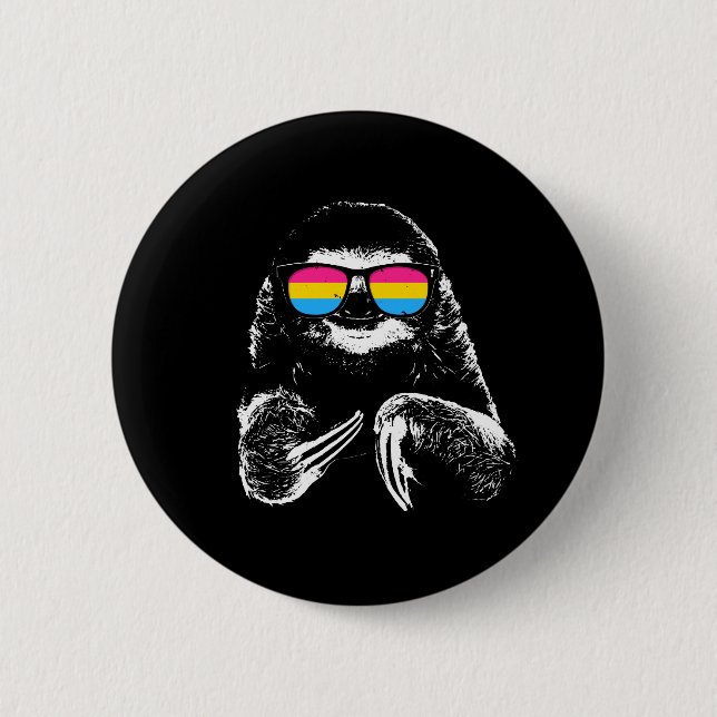 Pride Sloth Pansexual Flag Sunglasses 2 Inch Round Button (Front)