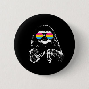 Pride Sloth Pansexual Flag Sunglasses 2 Inch Round Button